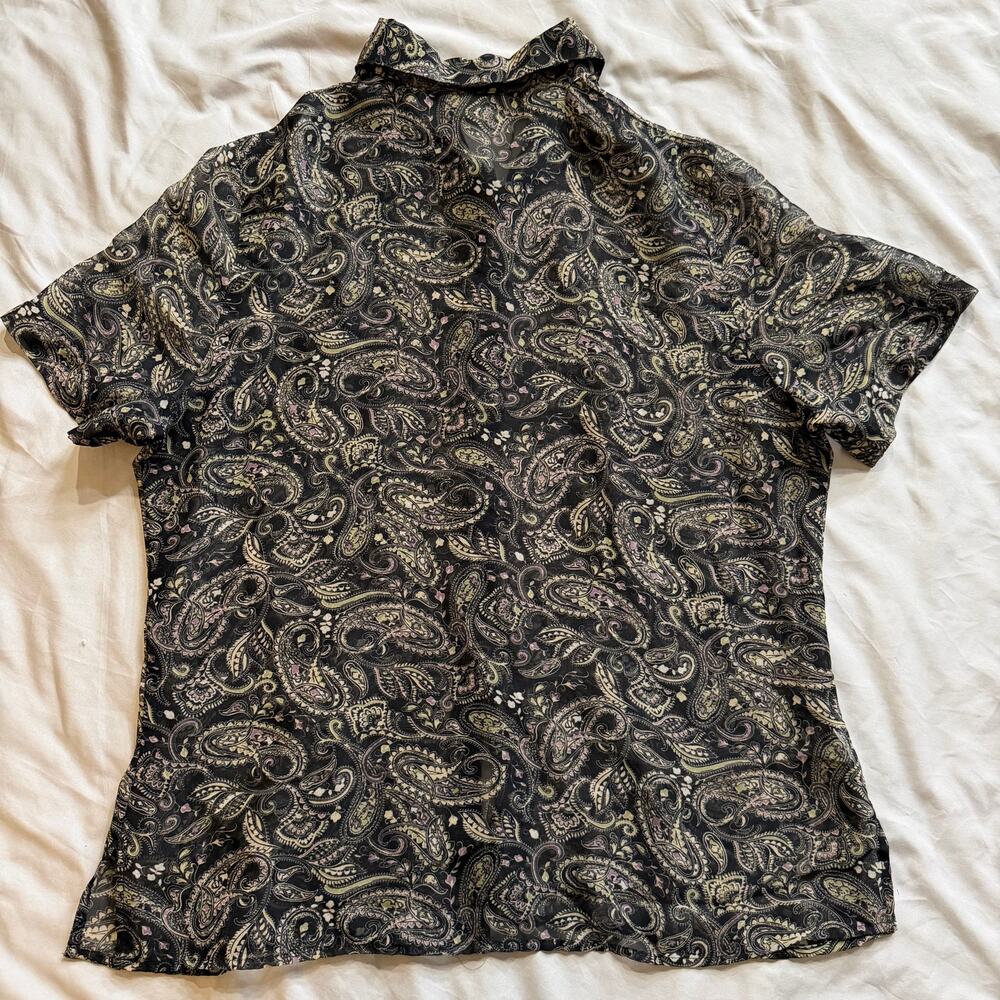 Penman’s Sheer Paisley Button Front Blouse Women Approx M Boho Lightweight - Picture 3 of 9